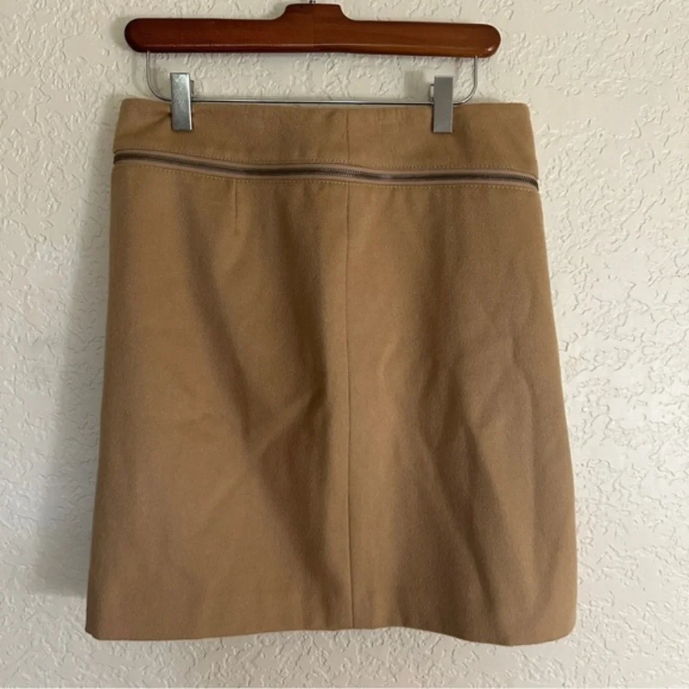 Tory Burch Wool‎ Skirt Women 2 Camel Tan Zipper Detail Mini A-Line